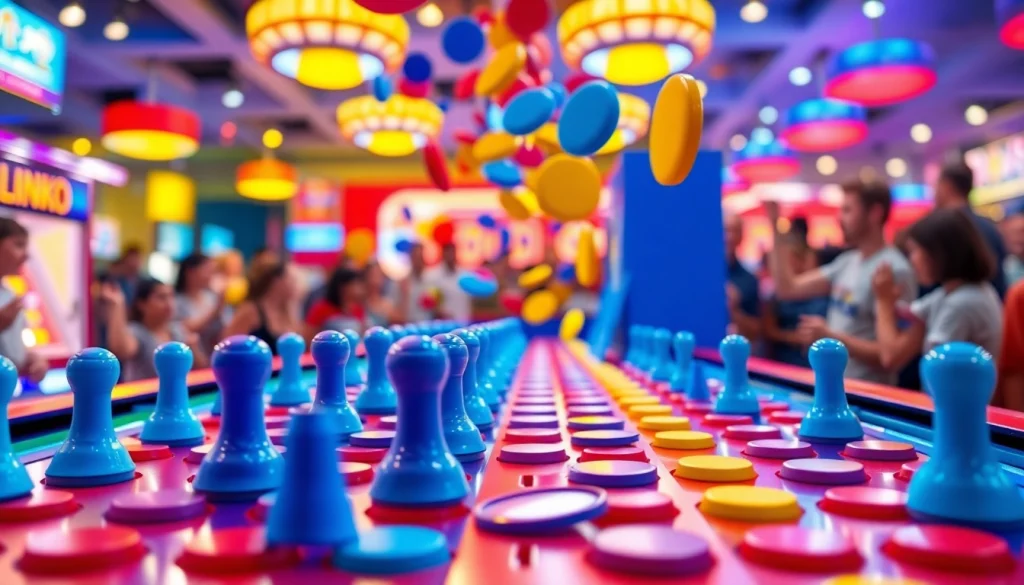 Menangkan hadiah dengan demo plinko yang seru dan penuh warna dalam suasana arcade.