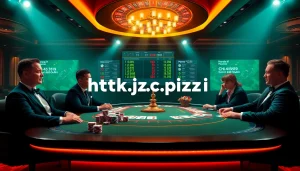 Players gamble at high-stakes poker tables in a vibrant scene highlighting https://kjc.pizza/ with excitement and professionalism.