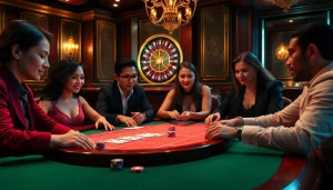 Poker players enjoying an engaging game while surrounded by luxury and excitement, reflecting the essence of porn games ai.