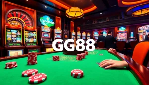 Players engaging in exciting games at the casino table with GG88 branding.