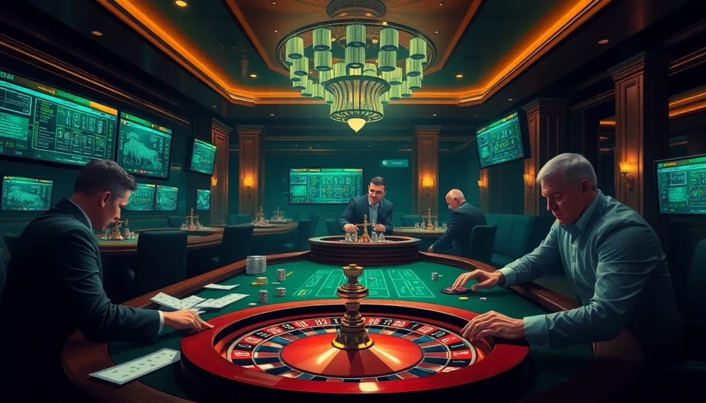 The hidden wiki dark web inspires a luxury casino scene with engaged gamblers at tables.