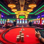 Experience the excitement of RR88 casino games with vibrant tables, slots, and poker chips in action.