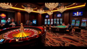 Engaging action at a casino with sbobet link alternatif visible on betting screens.