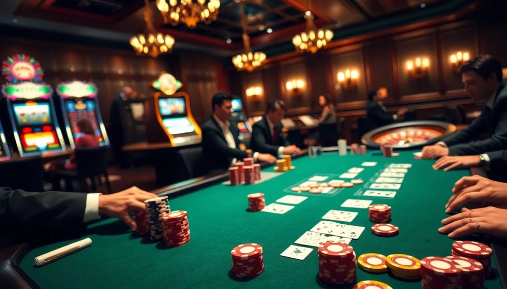 A professional gambler engaging with the hidden wiki-themed poker table showcasing vibrant chips and cards.