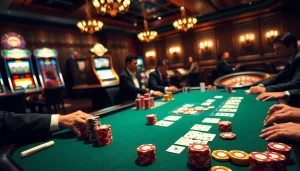 A professional gambler engaging with the hidden wiki-themed poker table showcasing vibrant chips and cards.