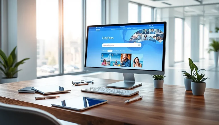 Tools for finding OnlyFans creators displayed in a modern digital workspace with inviting colors and professional atmosphere.