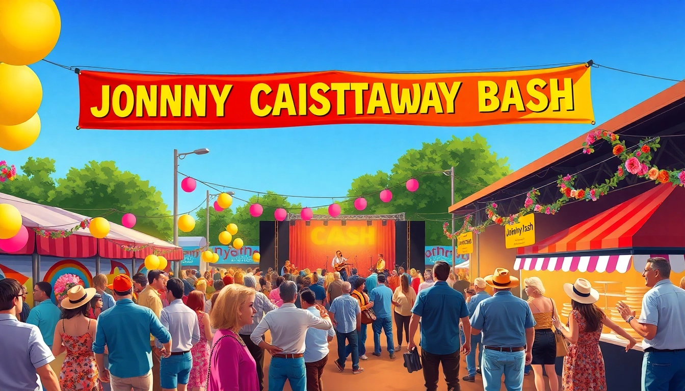 Live celebration at johnnycashbirthday.com featuring vibrant performances and joyful crowds.