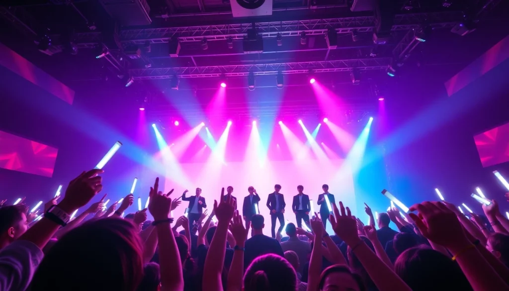 BTS news highlights vibrant concert atmosphere with fans and energetic members on stage.