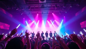 BTS news highlights vibrant concert atmosphere with fans and energetic members on stage.