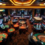 Experience the thrill of gambling with link i9bet at an elegant casino filled with gaming tables and excitement.