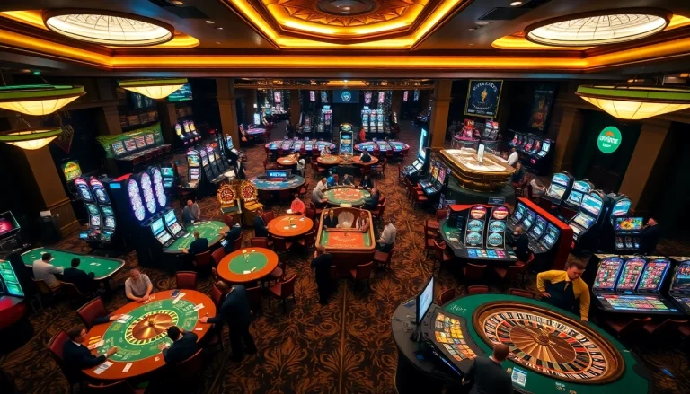 Experience the thrill of gambling with link i9bet at an elegant casino filled with gaming tables and excitement.