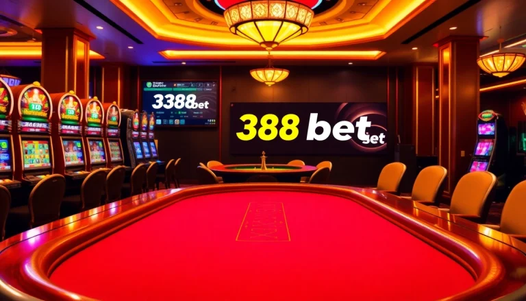 Experience excitement at 388bet's premier gaming tables, showcasing poker and luxury.