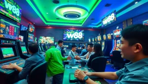 Thrilling gaming experience at new88go.com featuring excited players in an online betting environment.
