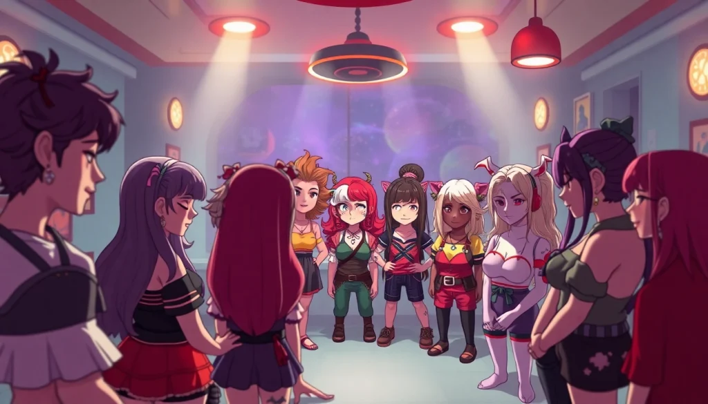 Engaging NSFW character showing customizable virtual interactions in a vibrant digital chat environment.