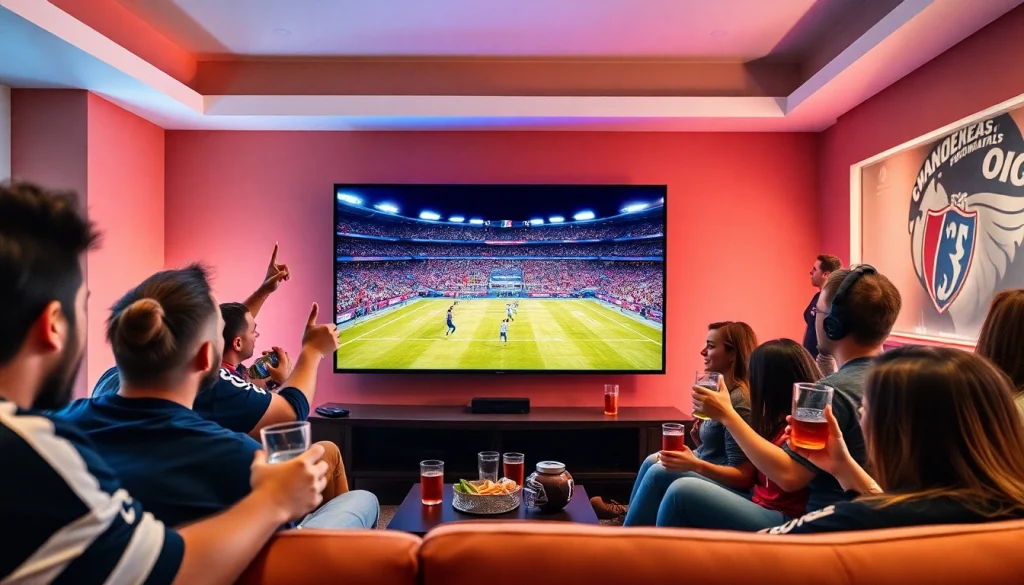 Engage with live football streaming at joemadfan.com, showcasing enthusiastic fans in a vibrant atmosphere.