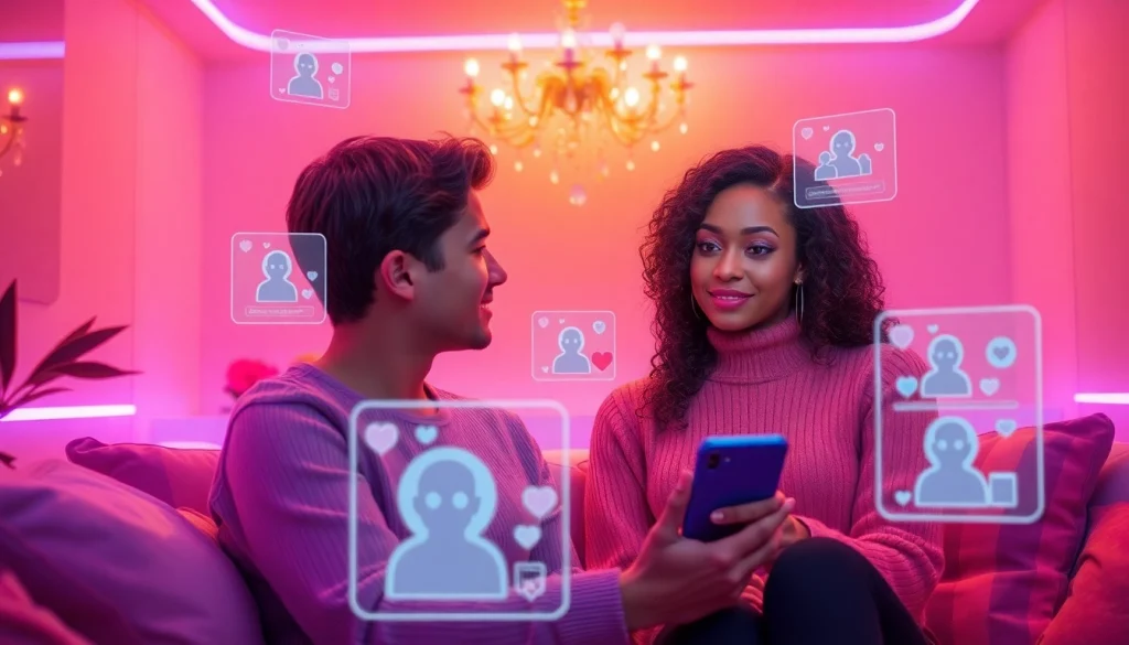 AI sex interaction in a cozy digital dating environment with a futuristic character.