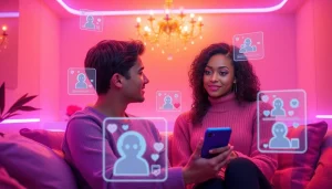 AI sex interaction in a cozy digital dating environment with a futuristic character.