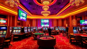 Experience the excitement of rr88 gratis with lavish gaming tables and vibrant slot machines.