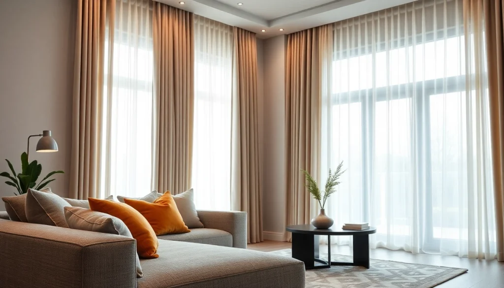 Creëren van een sfeervolle ruimte met verduisterende gordijnen die veel licht blokkeren.