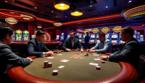 Engaging poker table action at mb66.nyc with players immersed in a high-stakes game.