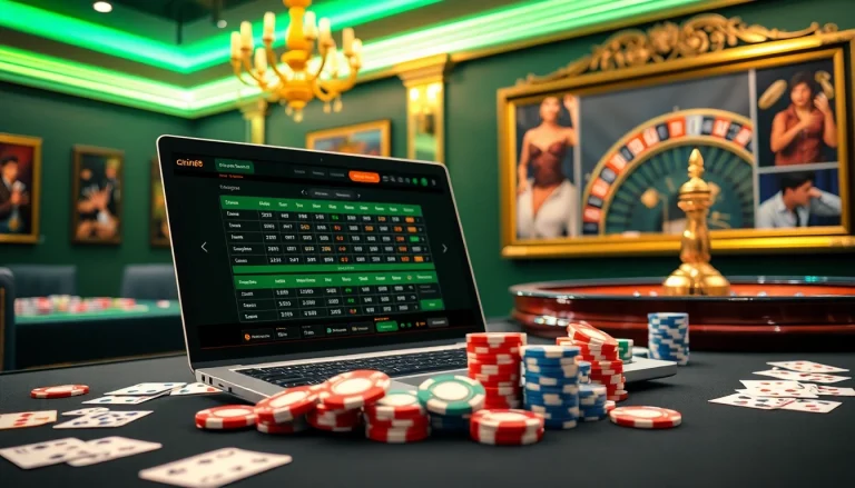 The online gambling scene featuring poker chips and a betting interface related to nhà cái xin88