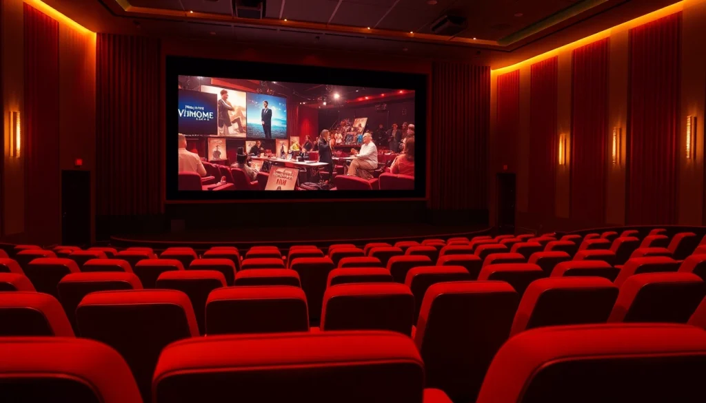 ดูหนัง ที่จอภาพยนตร์ในโรงภาพยนตร์ที่ตั้งอยู่ในบรรยากาศอบอุ่น