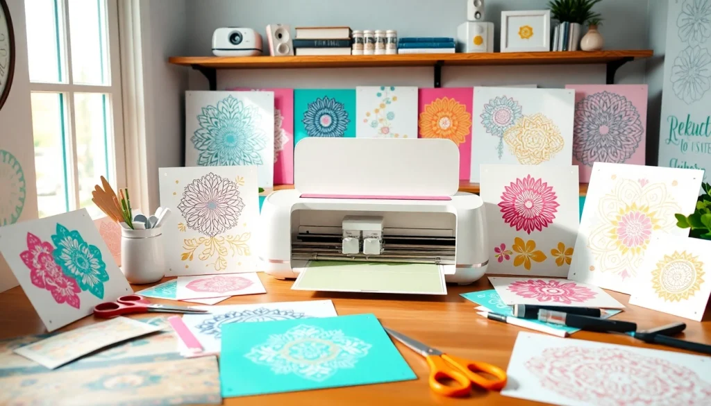Crafting with Cricut SVG: vibrant workspace with designs and tools