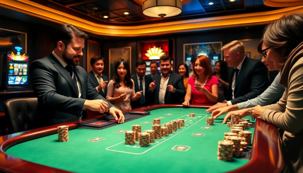 Vivez l'excitation de jouer aux meilleurs casino en ligne avec une scène de table de jeu palpitante.