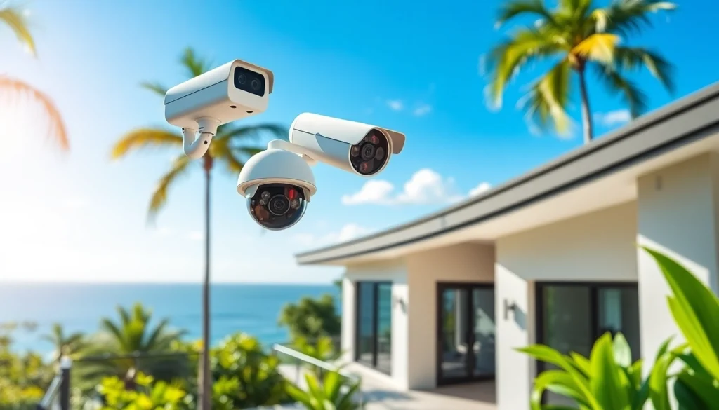 Cámaras de seguridad en Guanacaste instaladas en una casa moderna, demostrando protección avanzada.