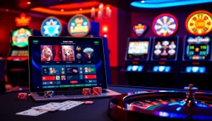 Découvrez un environnement de jeu en ligne luxueux dans un casino fiable en ligne avec des jetons de poker et des machines à sous.
