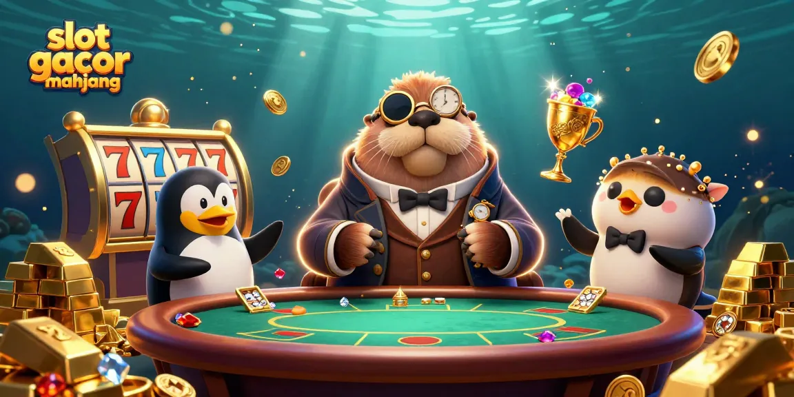 Experience the excitement of slot gacor mahjong with a vibrant underwater casino scene packed with treasures.